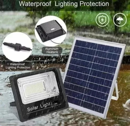 FOCO REFLECTOR SOLAR 300W CON PANEL SOLAR INDEPENDIENTE